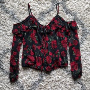 Disney’s Coco off the shoulder rose top (Black, Size L)